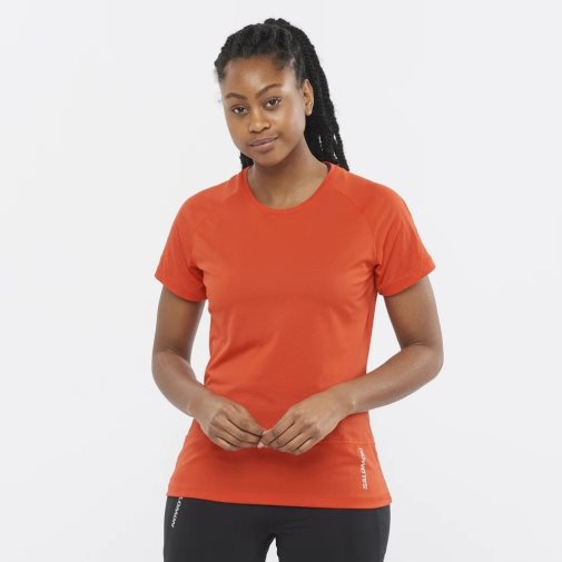 Camiseta Salomon Cross Run Corta Sleeve Mujer Coral | MX NFRT295